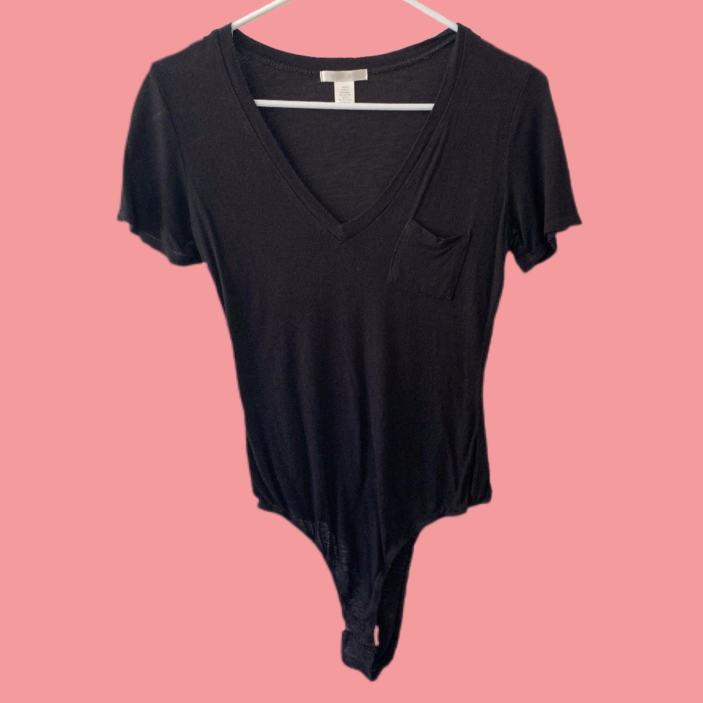 Black v-neck bodysuit
